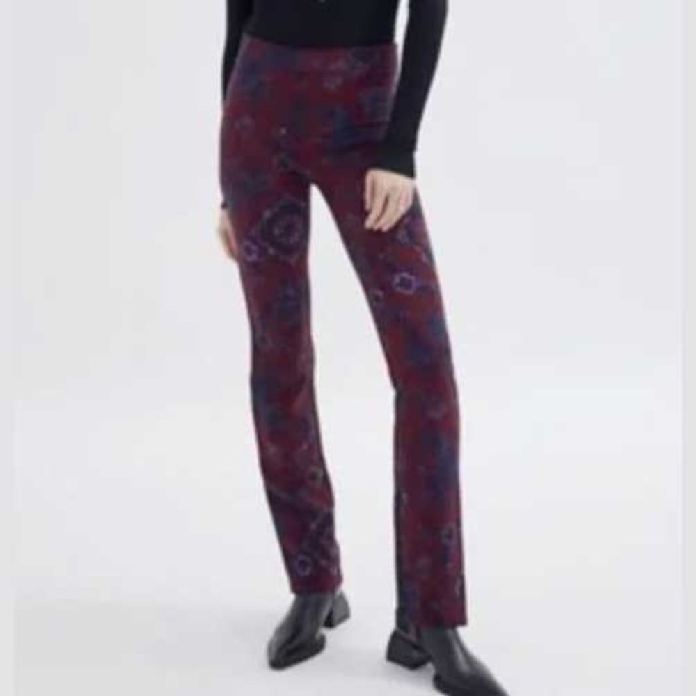 Urban Outfitters Nyx zip-hem pants dark red brocade